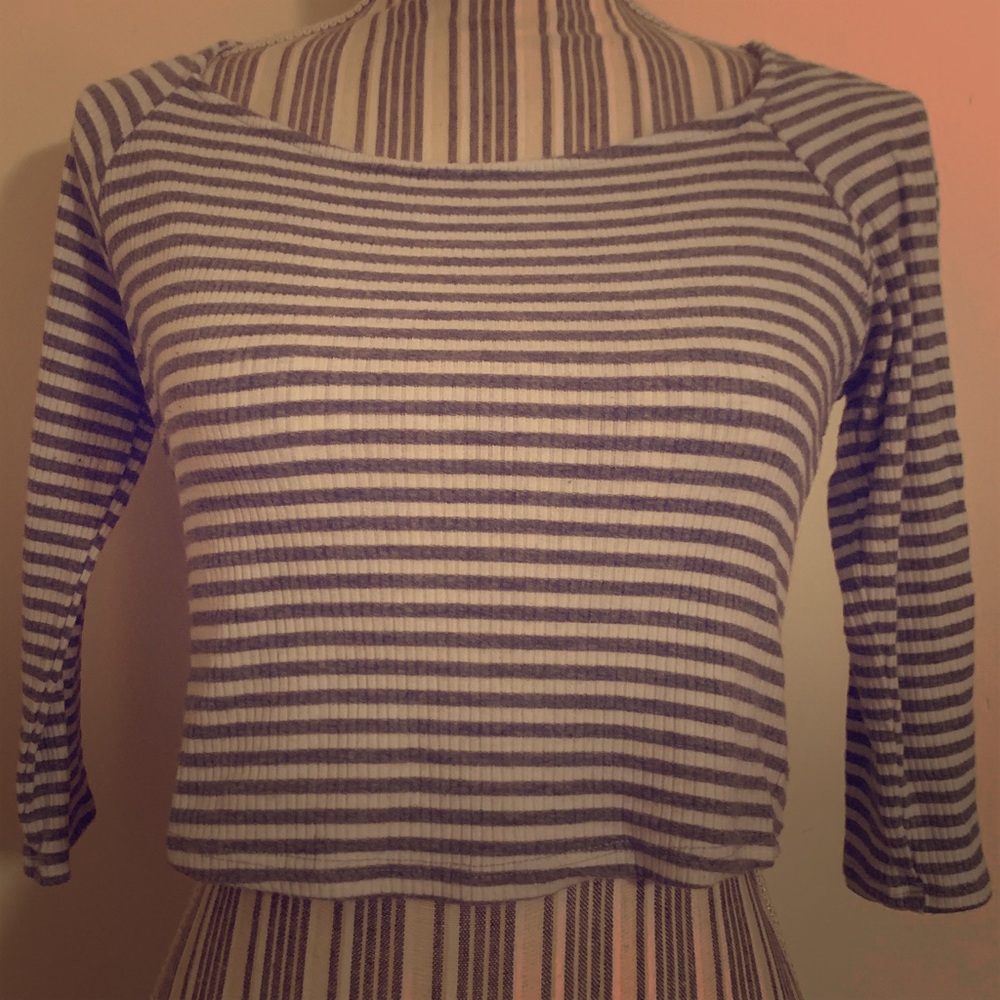Grey and White Crop Top